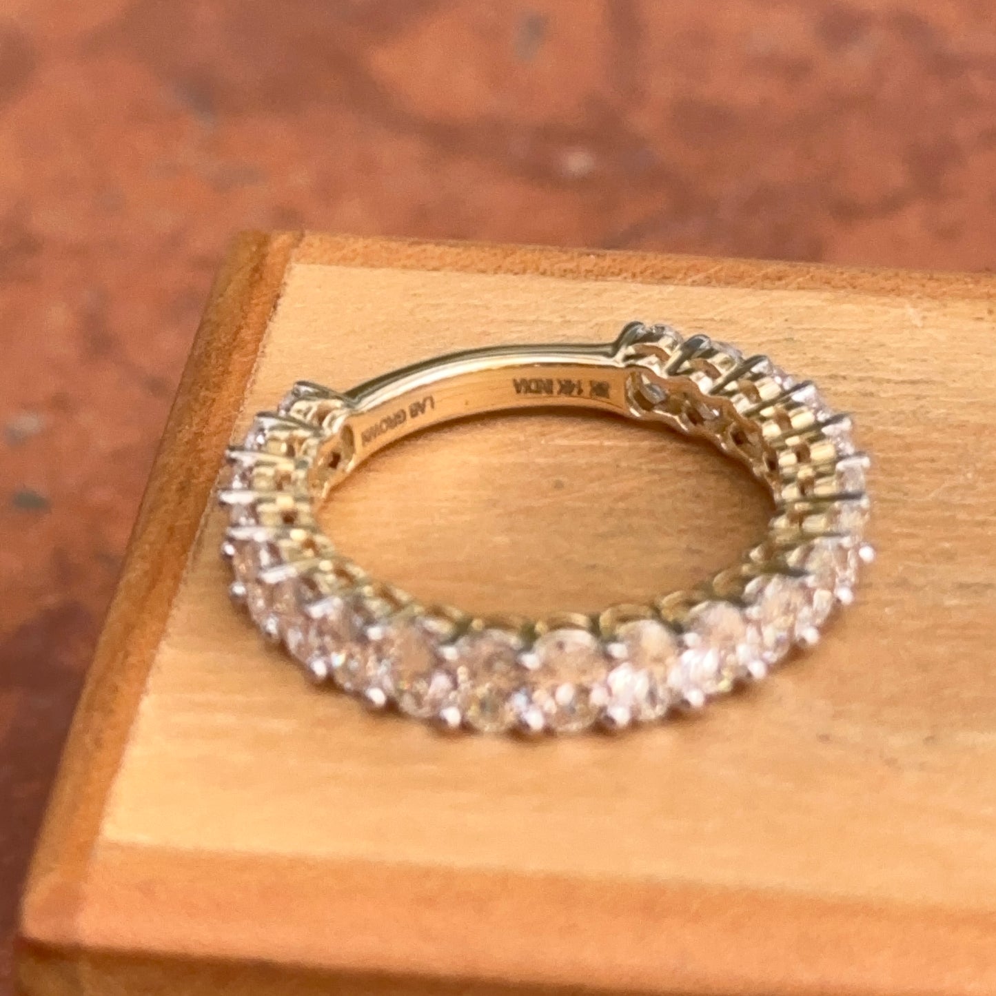 14KT Yellow Gold Oval 2 CT Lab Diamond Band Ring