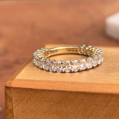 14KT Yellow Gold Oval 2 CT Lab Diamond Band Ring