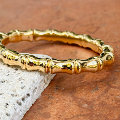 18KT Yellow Gold Bamboo Design Bangle Bracelet