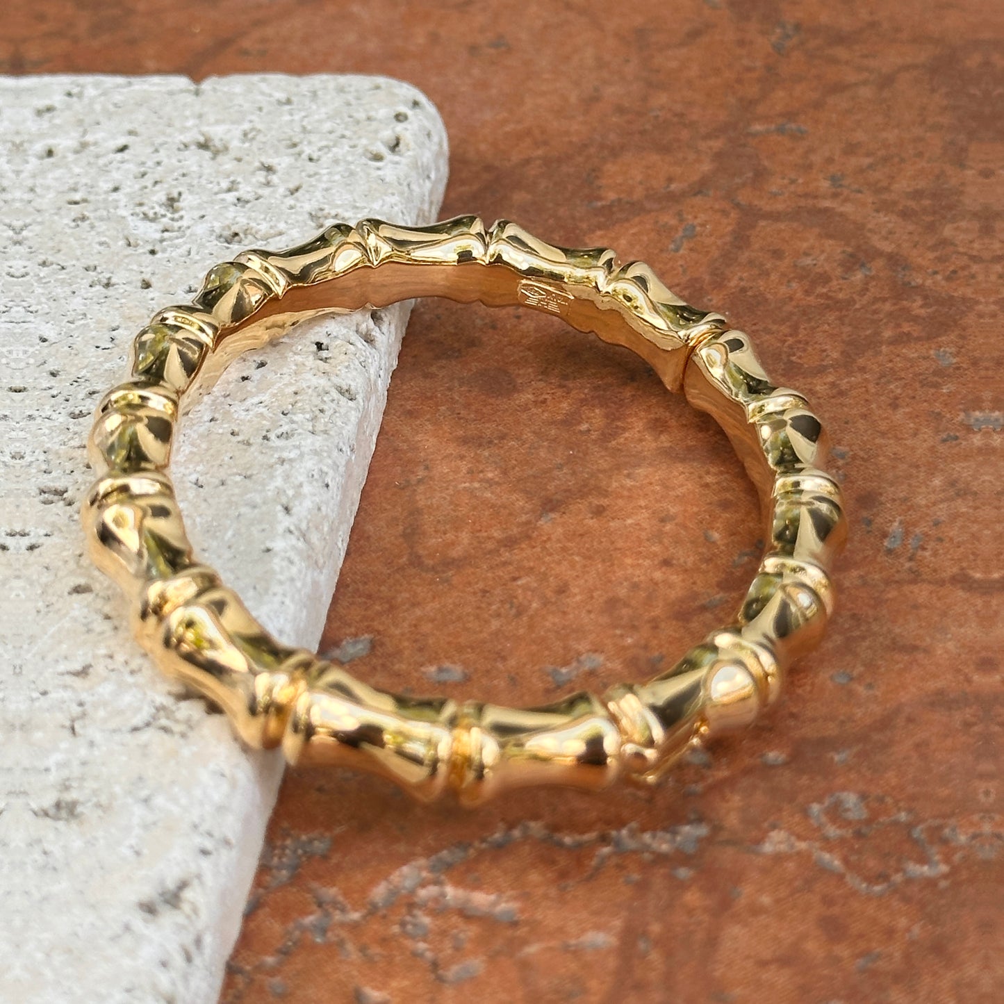 18KT Yellow Gold Bamboo Design Bangle Bracelet