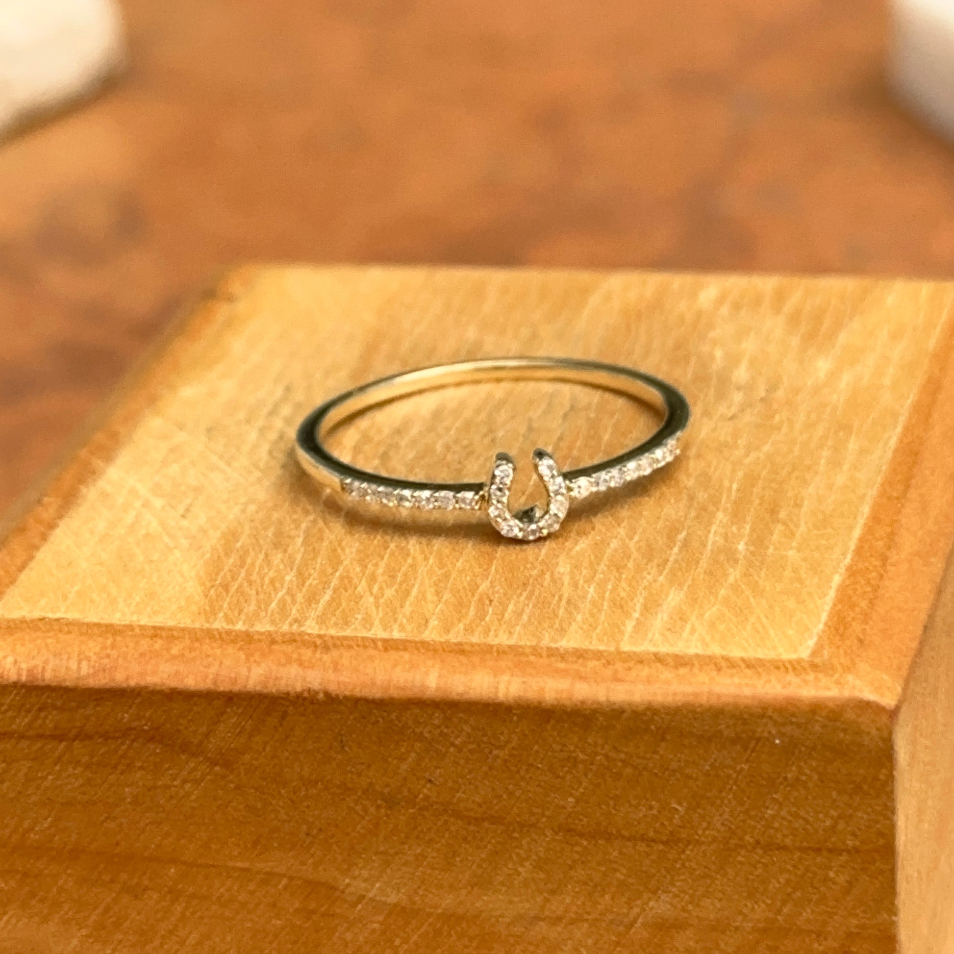 14KT Yellow Gold Mini Diamond Horseshoe Ring - LSJ