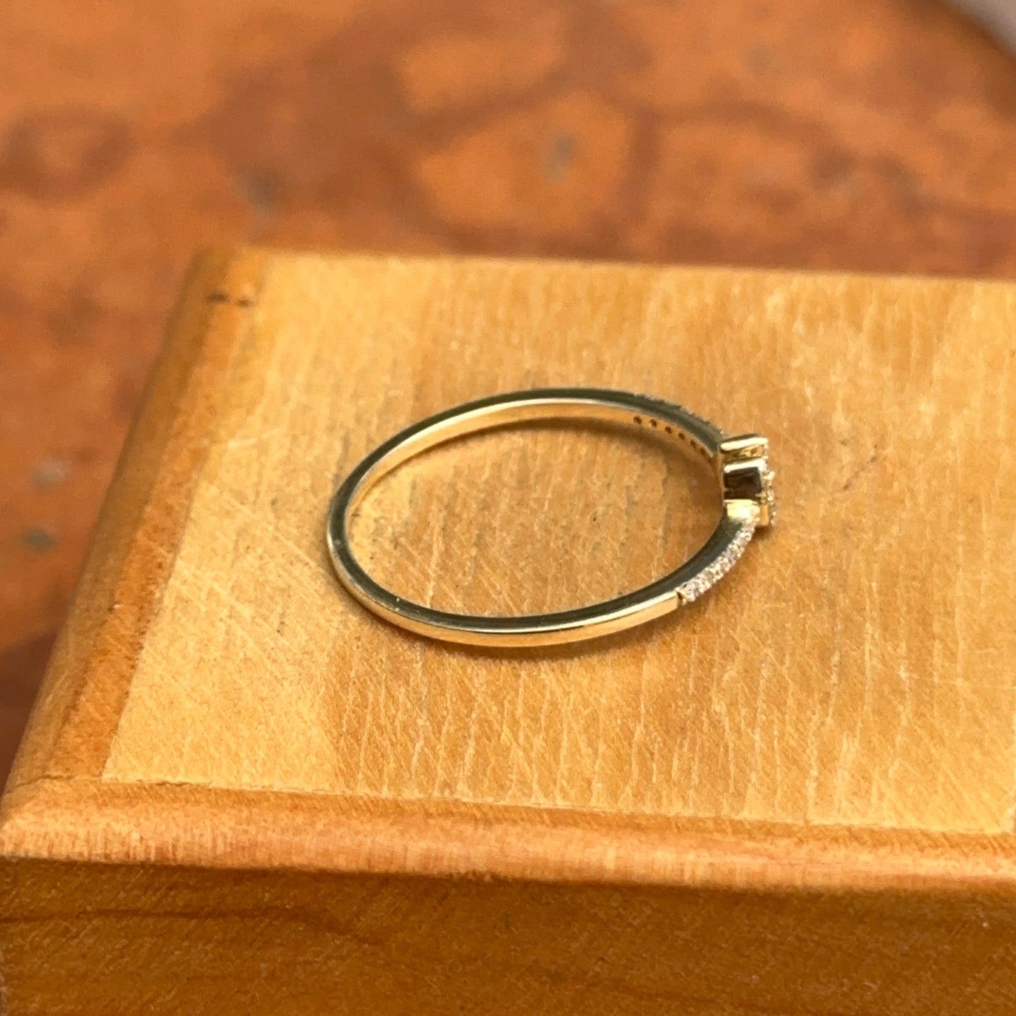 14KT Yellow Gold Mini Diamond Horseshoe Ring - LSJ