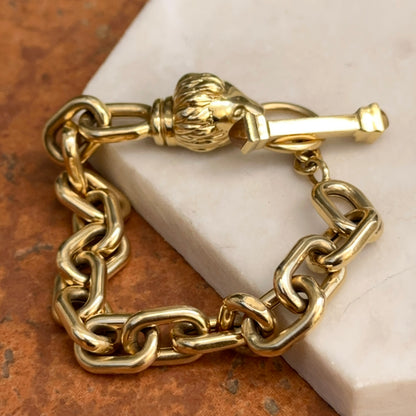 Estate 18KT Yellow Gold Lion Head + Citrine Toggle Chain Bracelet - LSJ