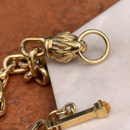 Estate 18KT Yellow Gold Lion Head + Citrine Toggle Chain Bracelet - LSJ