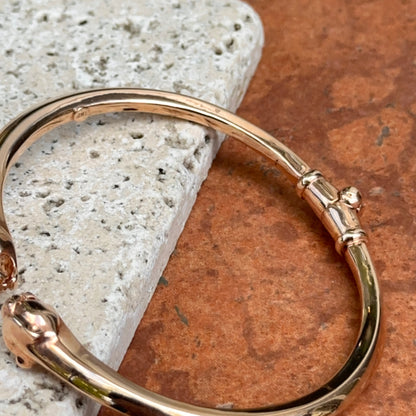 Estate 18KT Rose Gold Double Panther Head Cuff Bangle Bracelet