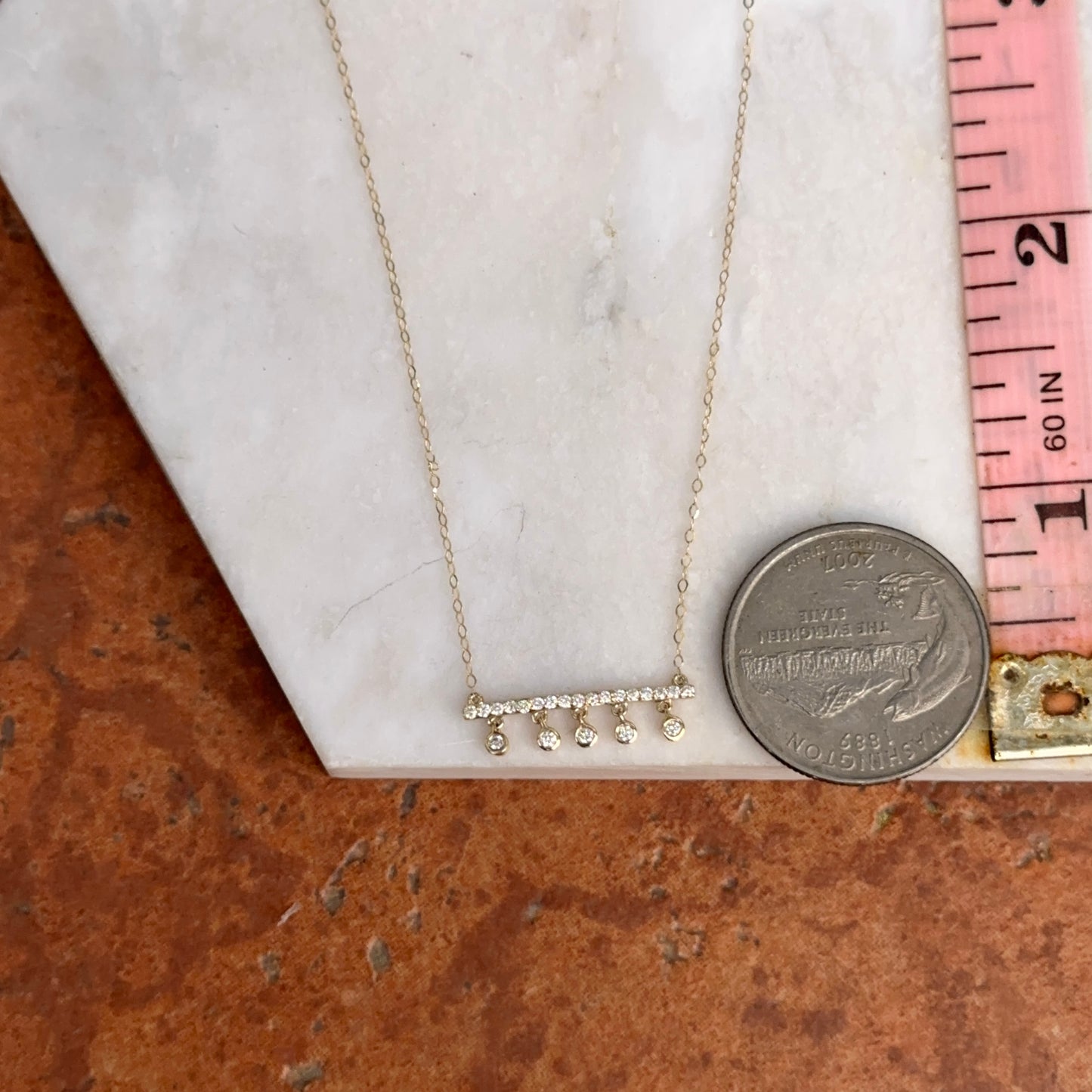 14KT Yellow Gold Diamond Bar Chain Necklace