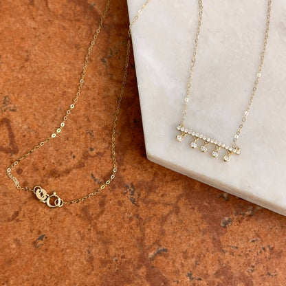 14KT Yellow Gold Diamond Bar Chain Necklace