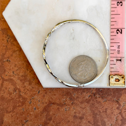 Estate 18KT White Gold Round Diamond Infinity Style Hinged Bracelet + Safety