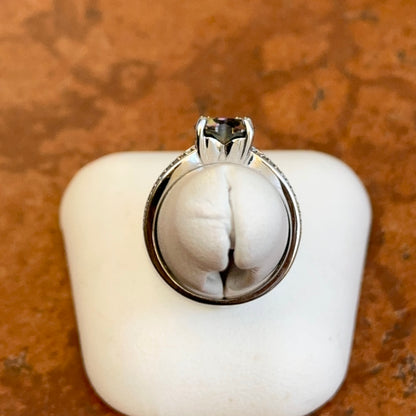 Estate Silver Heart Mystic Topaz + Round Cubic Zirconia Ring