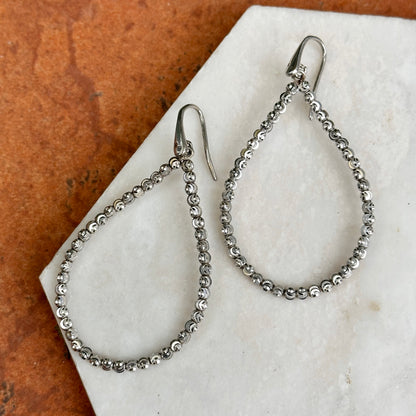 Estate Sterling Silver Sparkle Beaded Teardrop Dangle Earrings