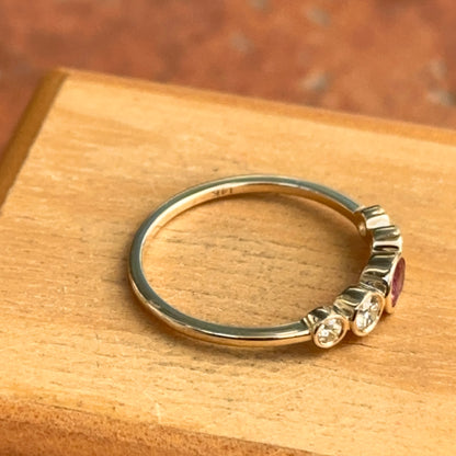 Estate 14KT Yellow Gold Bezel Pink Tourmaline + Diamond Ring - LSJ