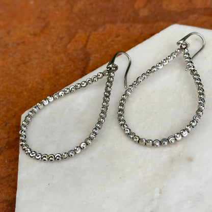 Estate Sterling Silver Sparkle Beaded Teardrop Dangle Earrings