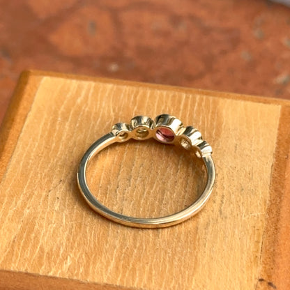 Estate 14KT Yellow Gold Bezel Pink Tourmaline + Diamond Ring - LSJ