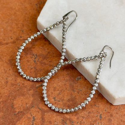 Estate Sterling Silver Sparkle Beaded Teardrop Dangle Earrings