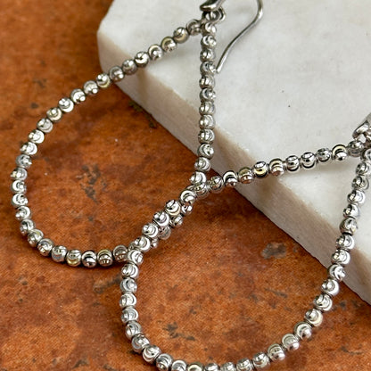 Estate Sterling Silver Sparkle Beaded Teardrop Dangle Earrings