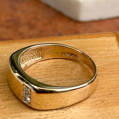 Estate 14KT Yellow Gold Diamond Square Shank Men's Ring