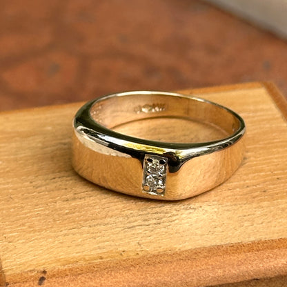Estate 14KT Yellow Gold Diamond Square Shank Men's Ring