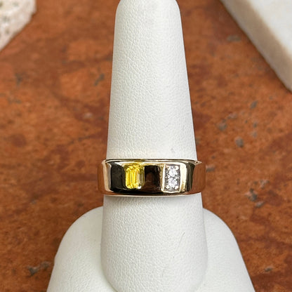Estate 14KT Yellow Gold Diamond Square Shank Men's Ring