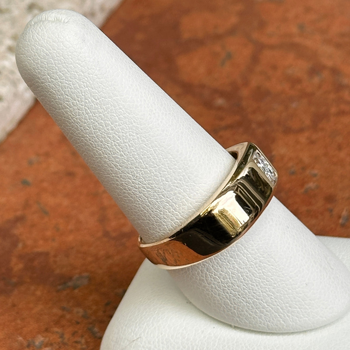 Estate 14KT Yellow Gold Diamond Square Shank Men's Ring