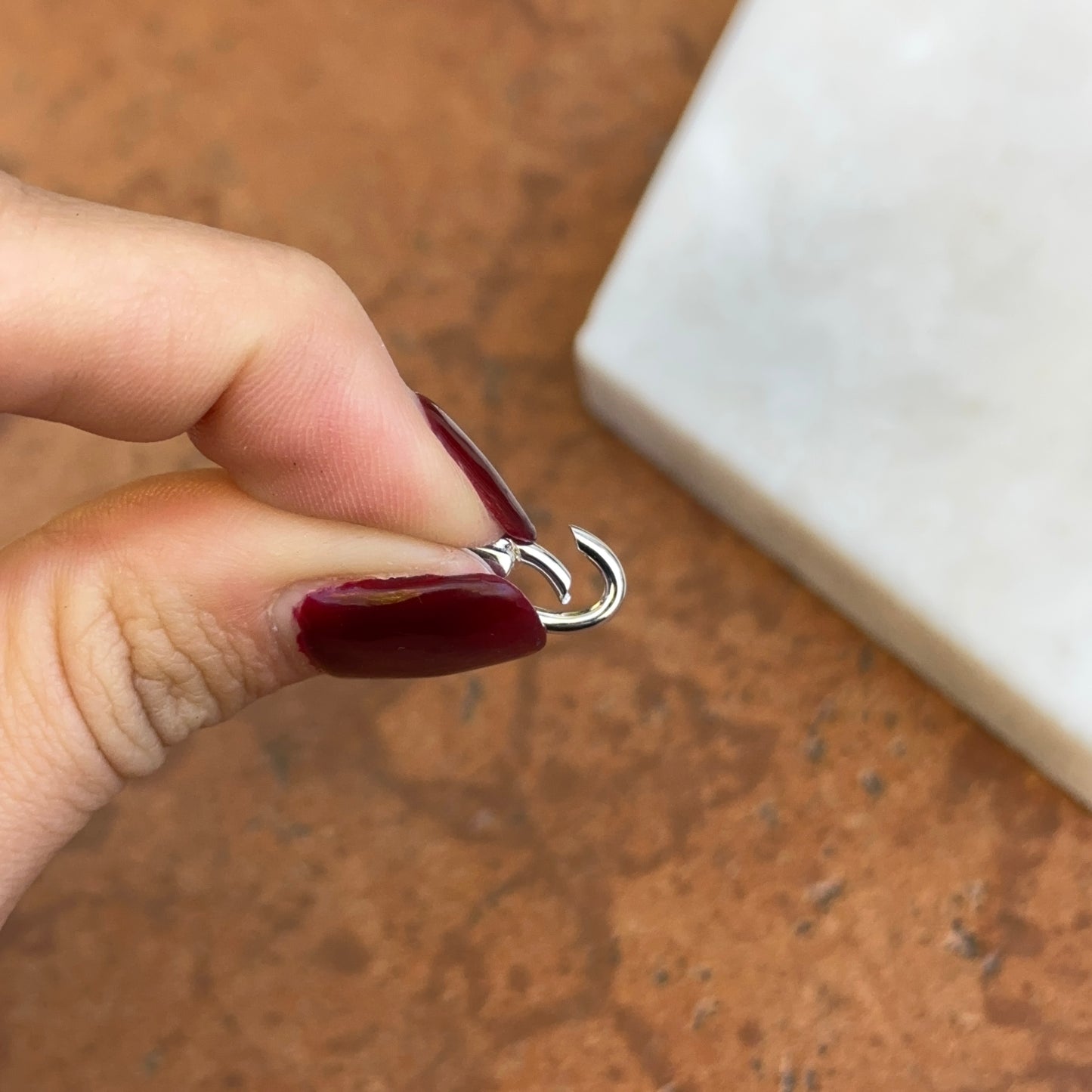 14KT White Gold Oval Diamond Pendant Hanger Hinged Clasp - LSJ