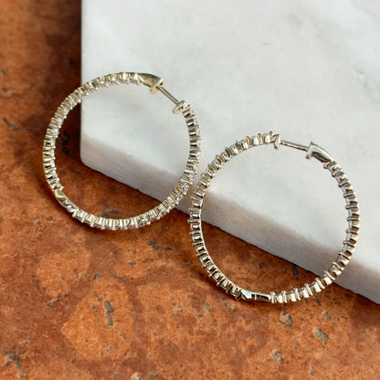 10KT Yellow Gold Lab Diamond 1.5 CT Inside/ Outside Hoop Earrings