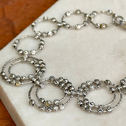 Estate Sterling Silver Sparkle Beaded Ball Circles Bracelet