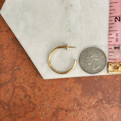 Estate 14KT Yellow Gold Round C-Shape Hoop Earrings with Stoppers 25mm