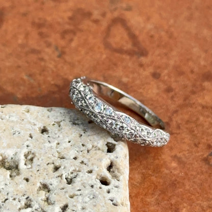 14KT White Gold Filigree Diamond Dome Ring