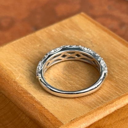 14KT White Gold Filigree Diamond Dome Ring