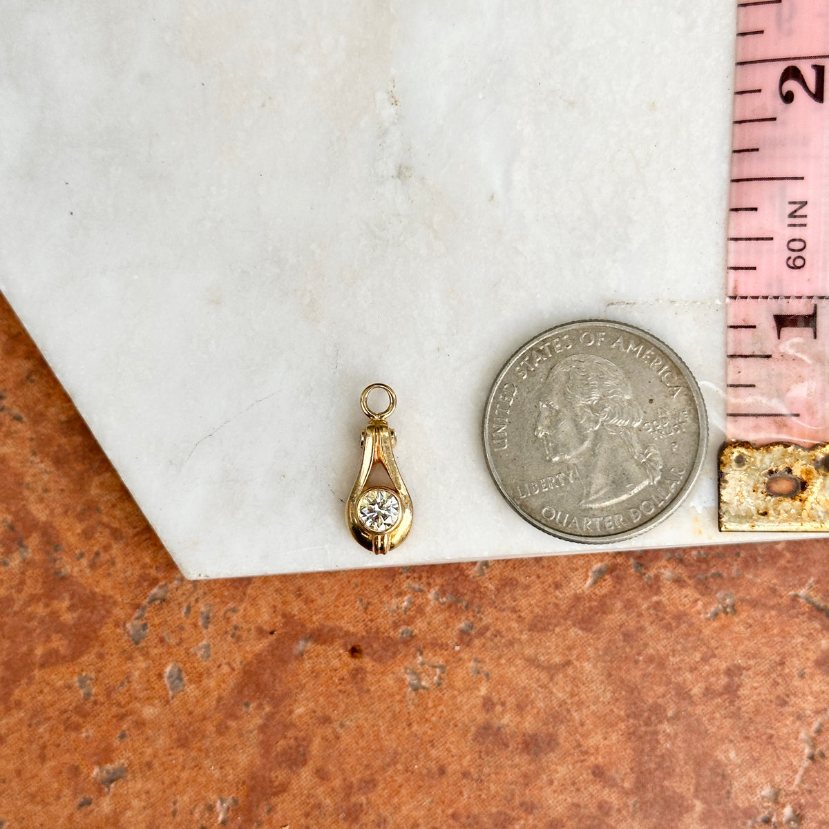 Estate 14KT Yellow Gold Round Diamond .90CT Earring Charms