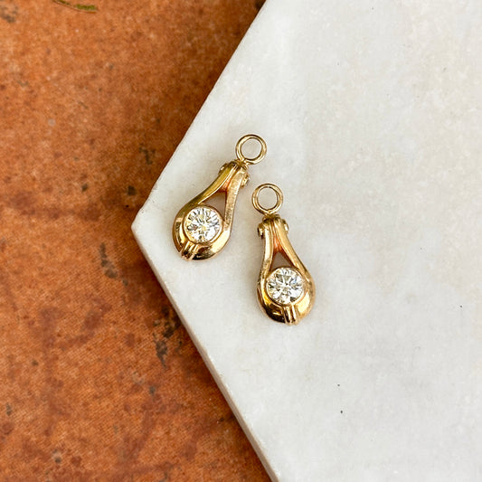 Estate 14KT Yellow Gold Round Diamond .90CT Earring Charms