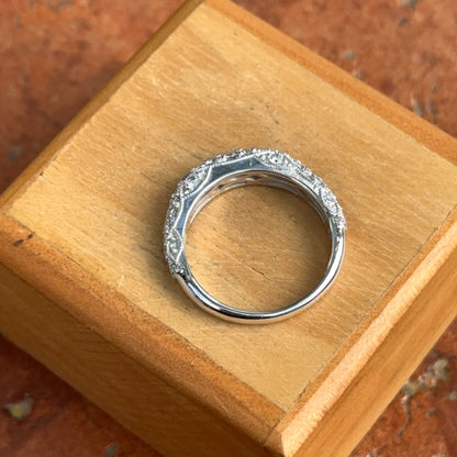 14KT White Gold Filigree Diamond Dome Ring