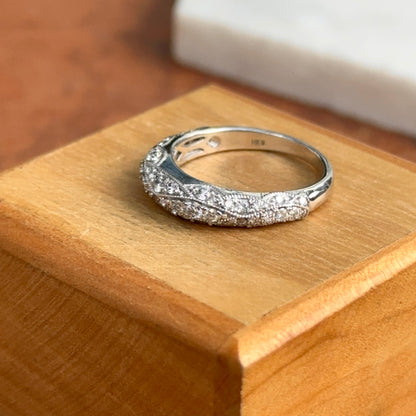 14KT White Gold Filigree Diamond Dome Ring