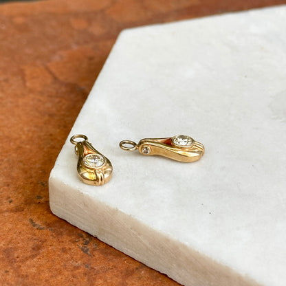 Estate 14KT Yellow Gold Round Diamond .90CT Earring Charms