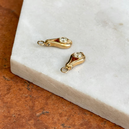 Estate 14KT Yellow Gold Round Diamond .90CT Earring Charms