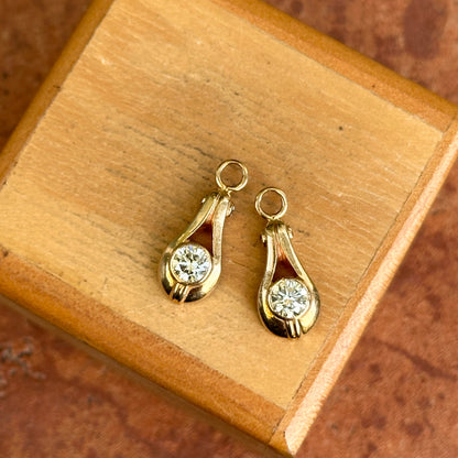 Estate 14KT Yellow Gold Round Diamond .90CT Earring Charms