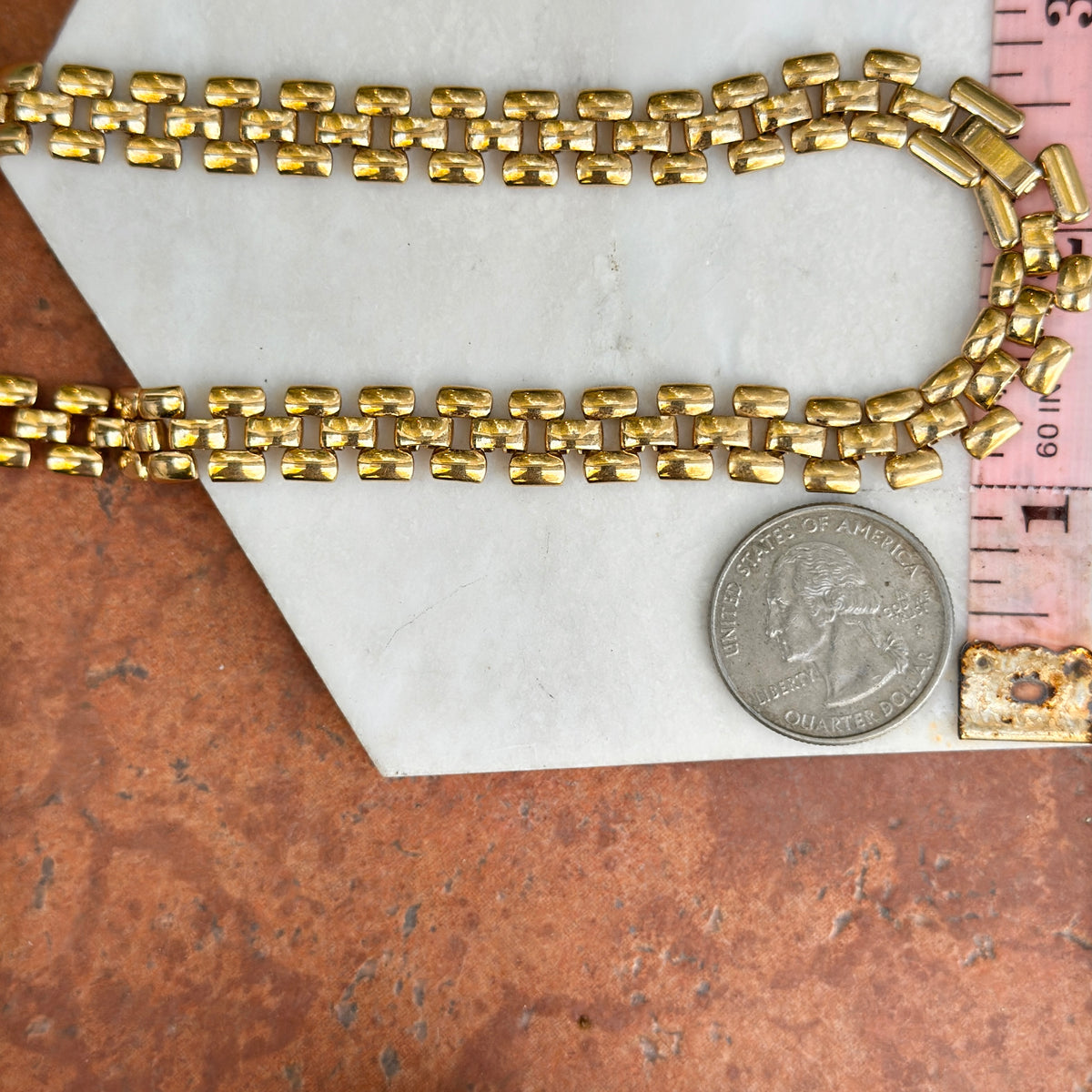Estate Gold-Tone 10mm Panther Link Collar Necklace