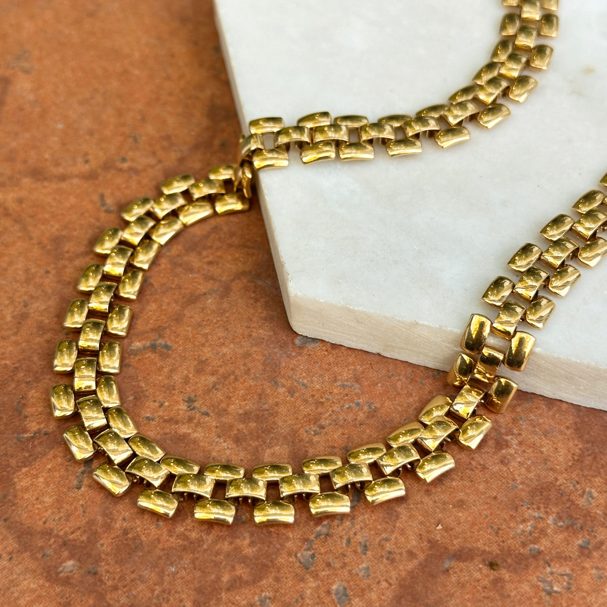 Estate Gold-Tone 10mm Panther Link Collar Necklace