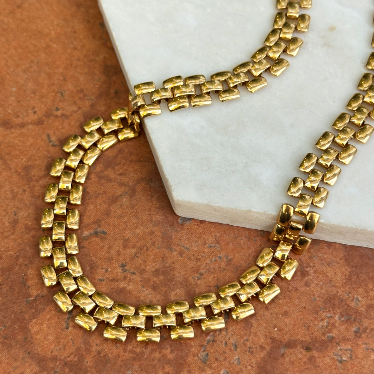 Estate Gold-Tone 10mm Panther Link Collar Necklace
