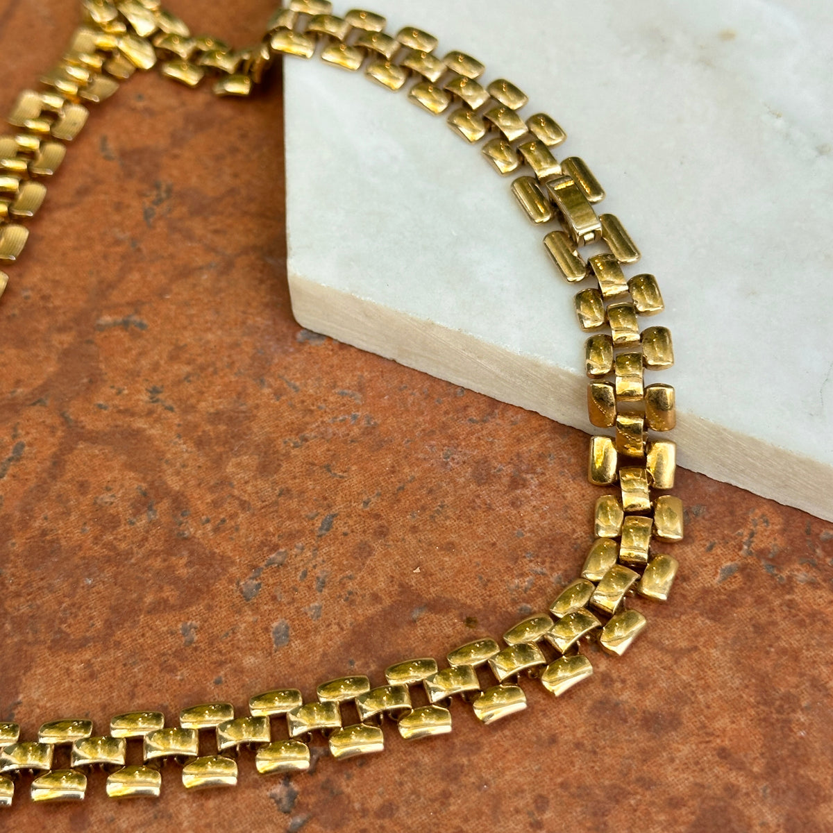 Estate Gold-Tone 10mm Panther Link Collar Necklace