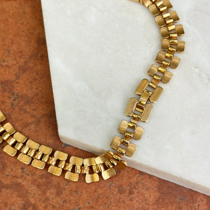 Estate Gold-Tone 10mm Panther Link Collar Necklace