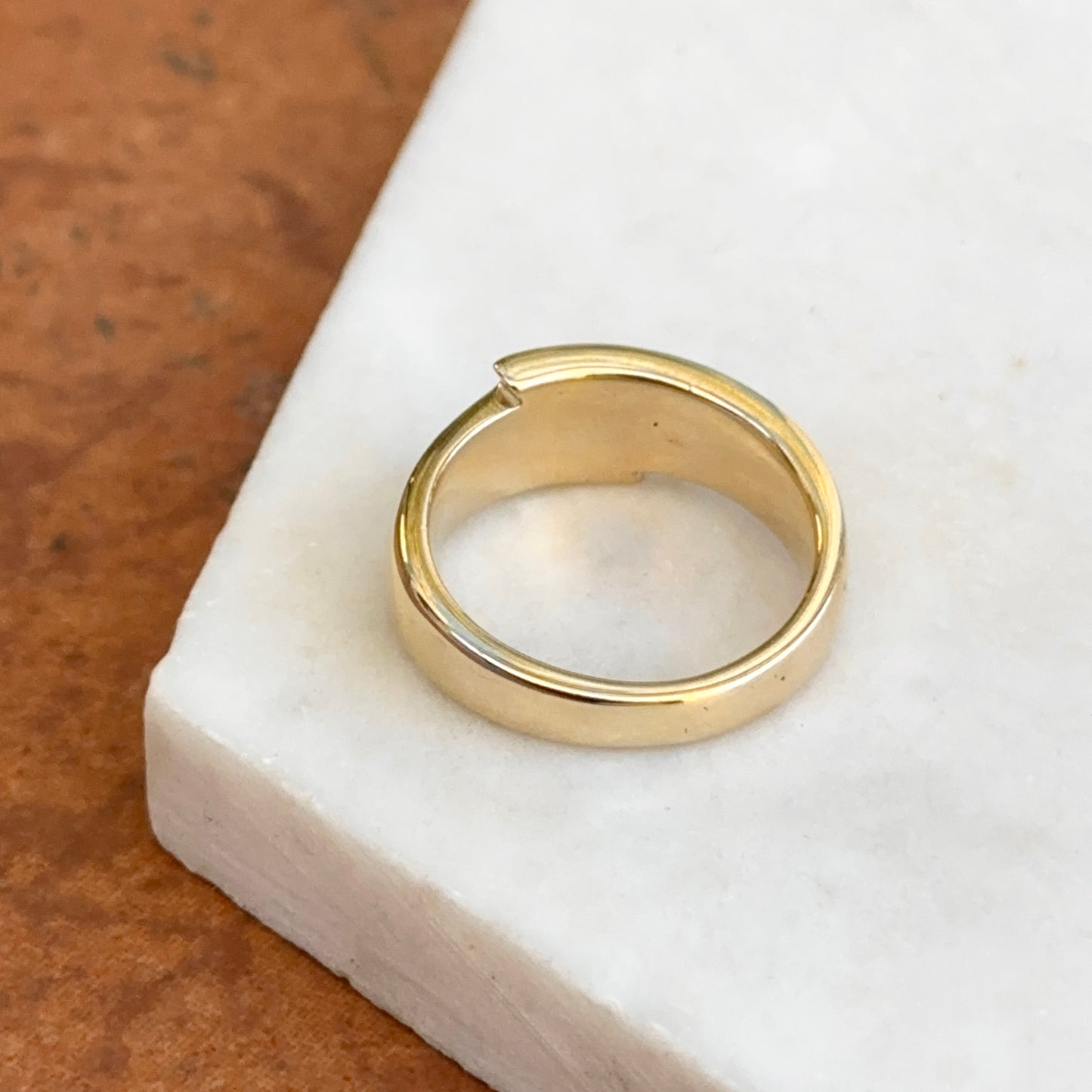 Estate 14KT Yellow Gold Off Set Diamond Channel Set Ring