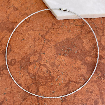 14KT White Gold 1.5mm Solid Cable Twist Collar Necklace