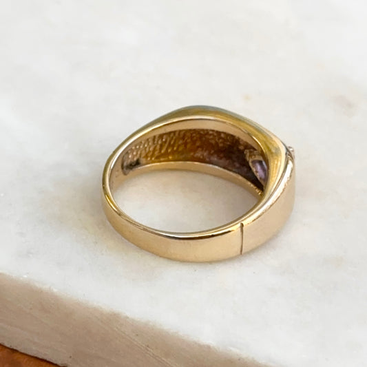 Estate 14KT Yellow Gold Trillion Tanzanite Squared Tapered Band Ring