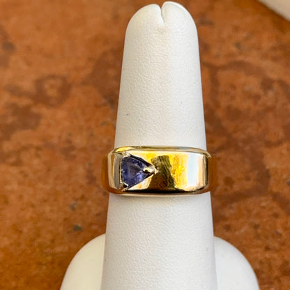 Estate 14KT Yellow Gold Trillion Tanzanite Squared Tapered Band Ring