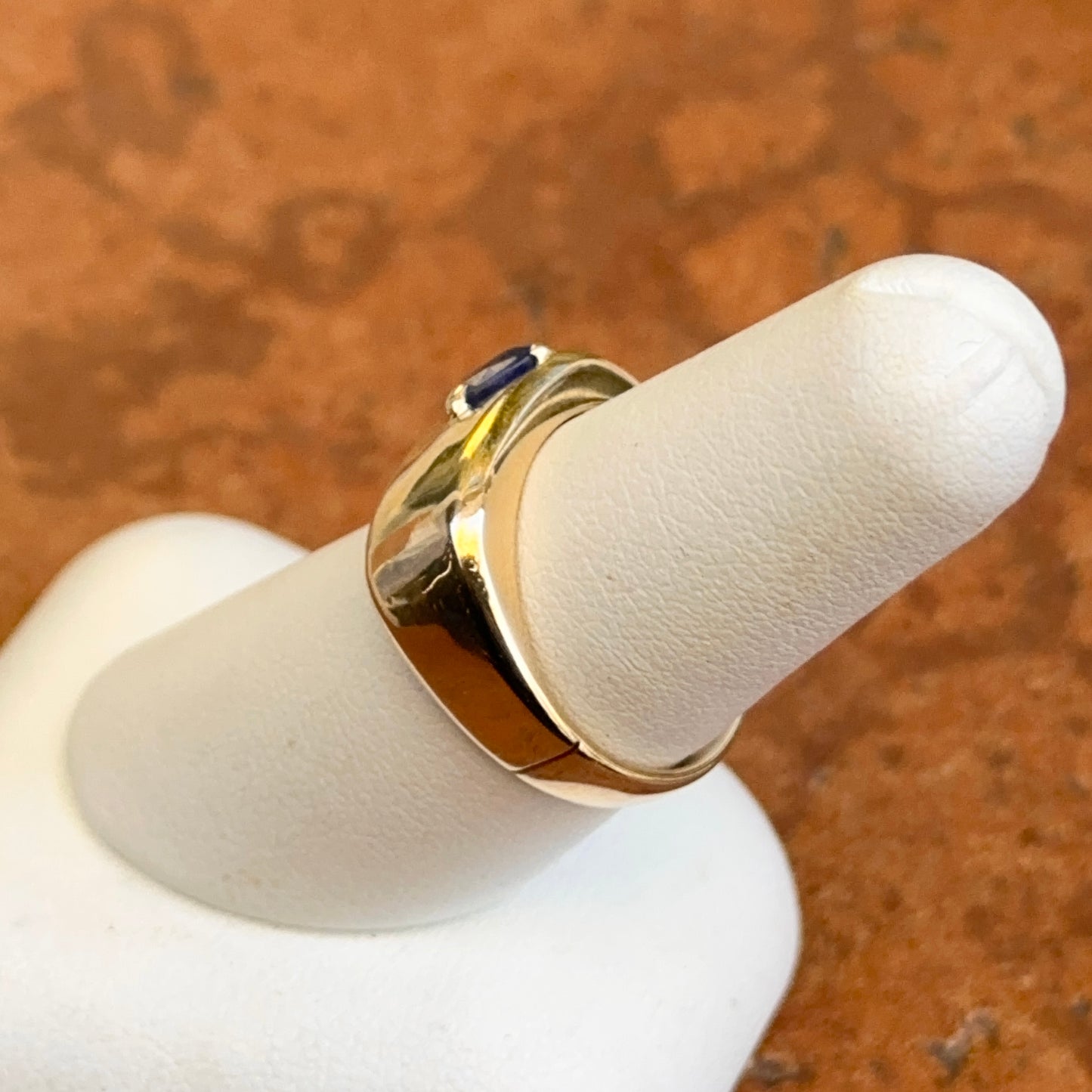 Estate 14KT Yellow Gold Trillion Tanzanite Squared Tapered Band Ring