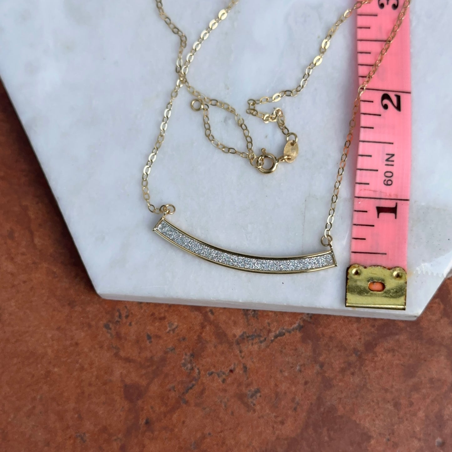 14KT Yellow Gold Diamond-Cut Curved Bar Chain Necklace