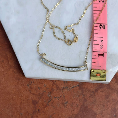 14KT Yellow Gold Diamond-Cut Curved Bar Chain Necklace