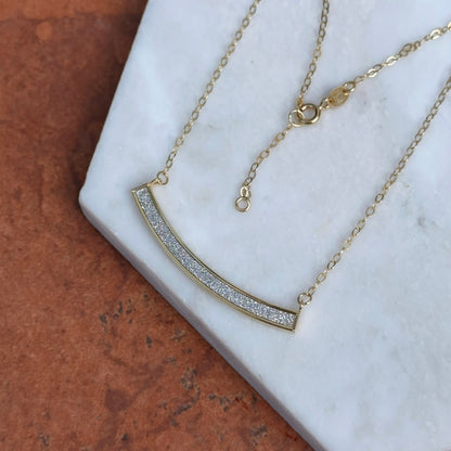 14KT Yellow Gold Diamond-Cut Curved Bar Chain Necklace