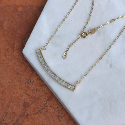 14KT Yellow Gold Diamond-Cut Curved Bar Chain Necklace